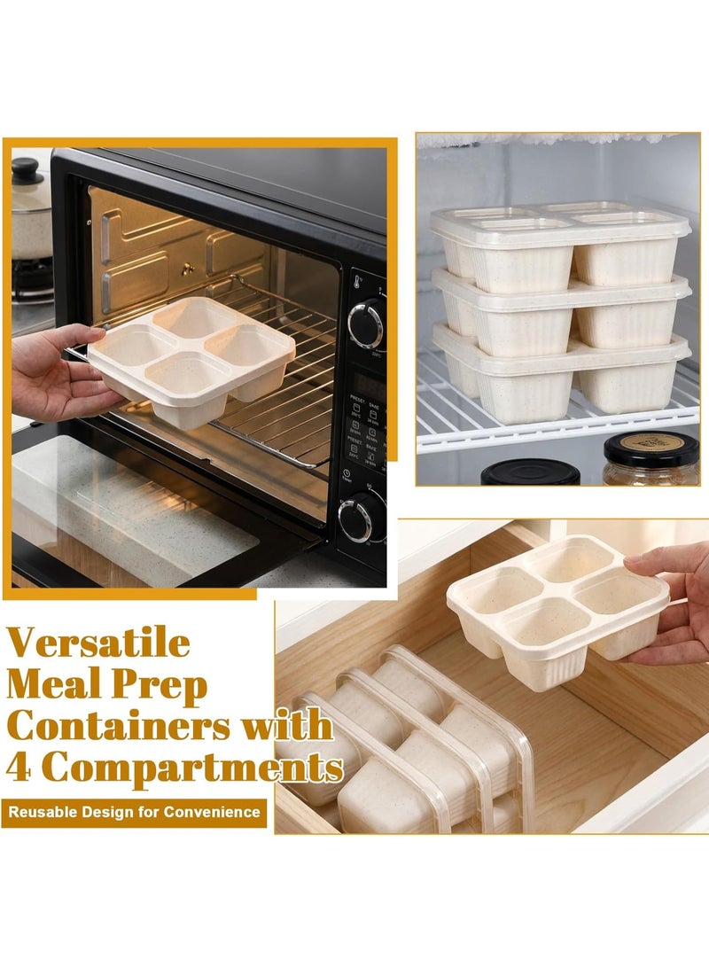 Arabest 12 PCS 4 Compartment Snack Containers, Lunchable Snack Containers Reusable Divided Lunch Food Container Snacks Container for Adults for Travel Work Gifts, Microwave and Dishwasher Safe - Image 5